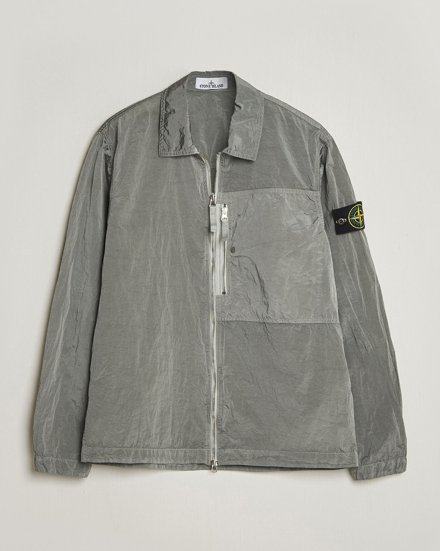 Men | Shirts | Stone Island | Nylon Metal Zip Overshirt Pearl Grey