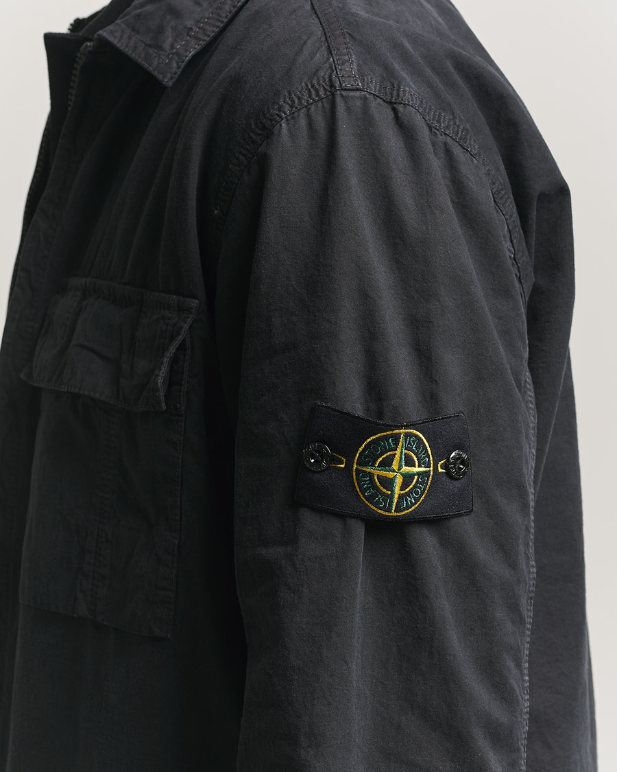 Men | Shirts | Stone Island | Brushed Cotton Canvas Zip Overshirt Black