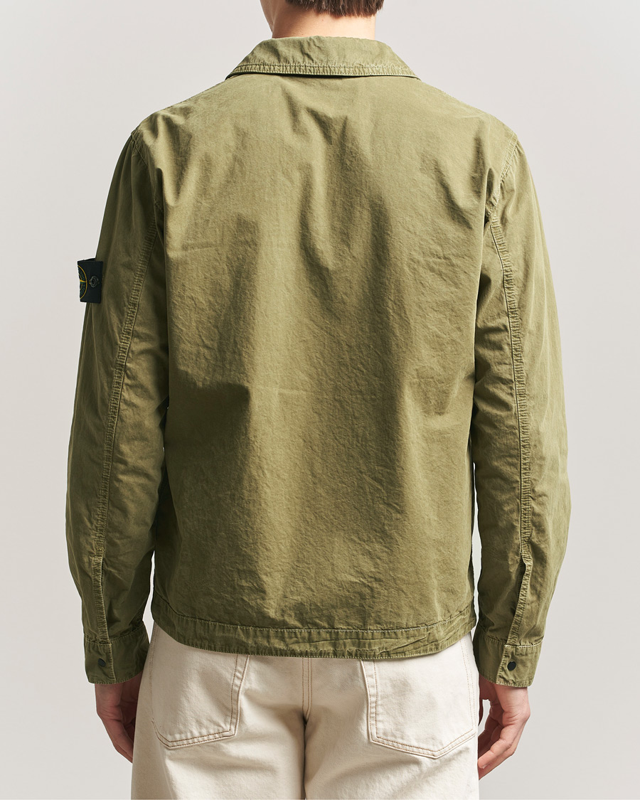 Men | Shirts | Stone Island | Brushed Cotton Canvas Zip Overshirt Military Green