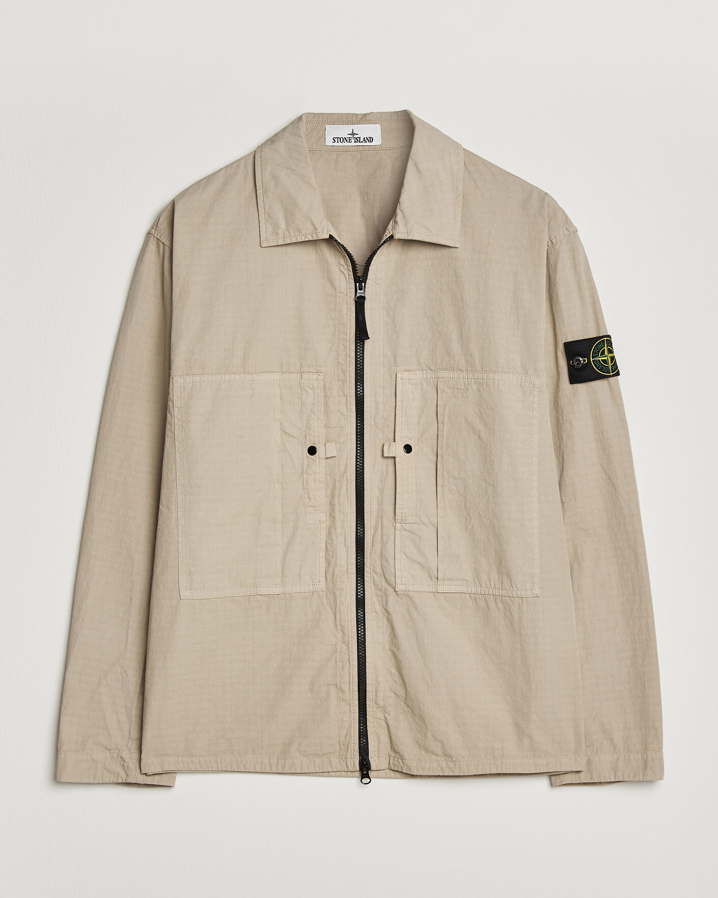 Stone Island Cotton Ripstop Zip Overshirt Desert at CareOfCarl.com