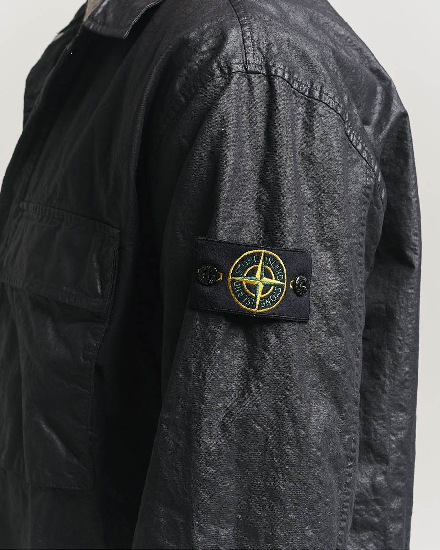 Men | Shirts | Stone Island | Garment Dyed Nylon Zip Overshirt Black