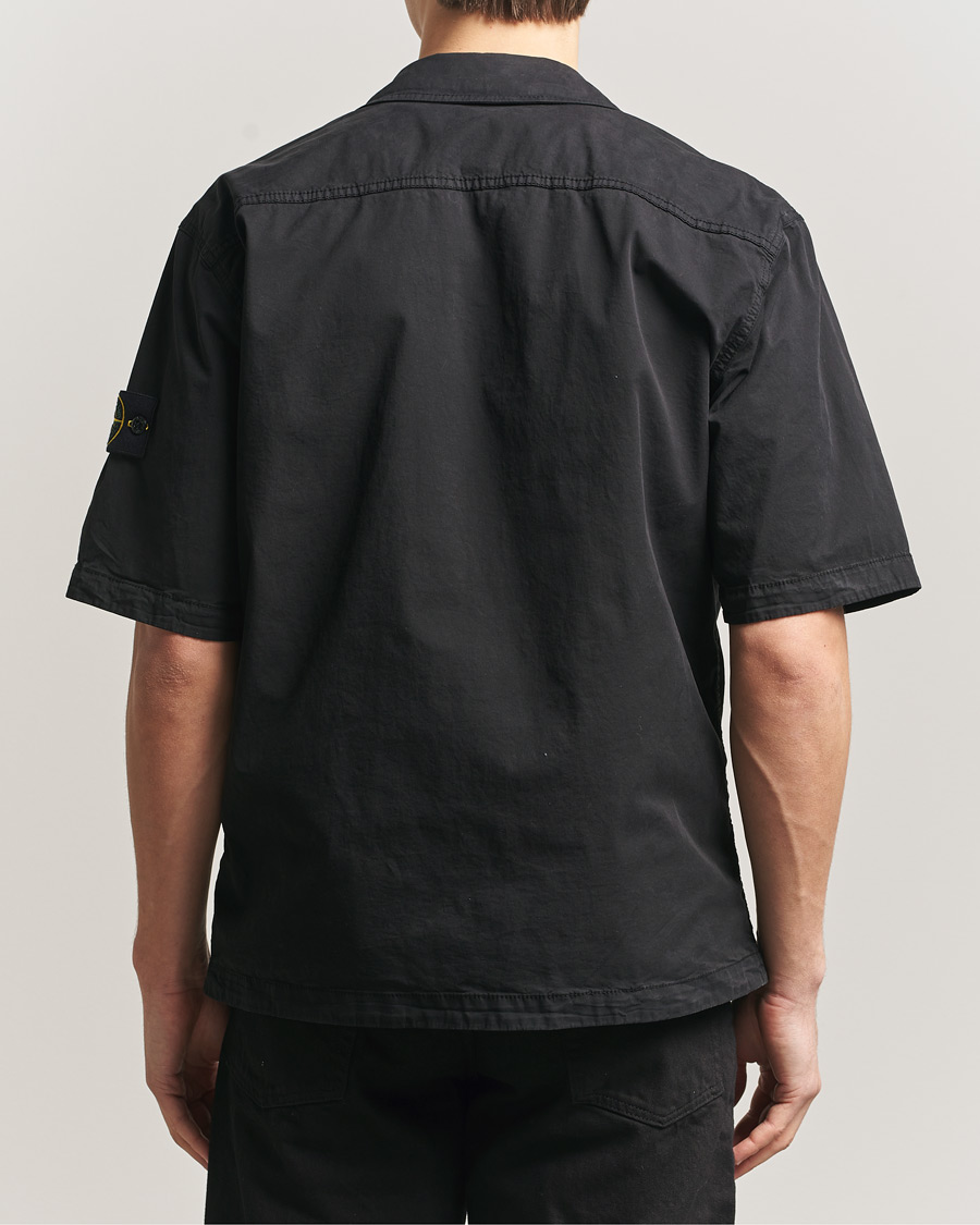 Men | Shirts | Stone Island | Organic Cotton Twill Short Sleeve Shirt Black