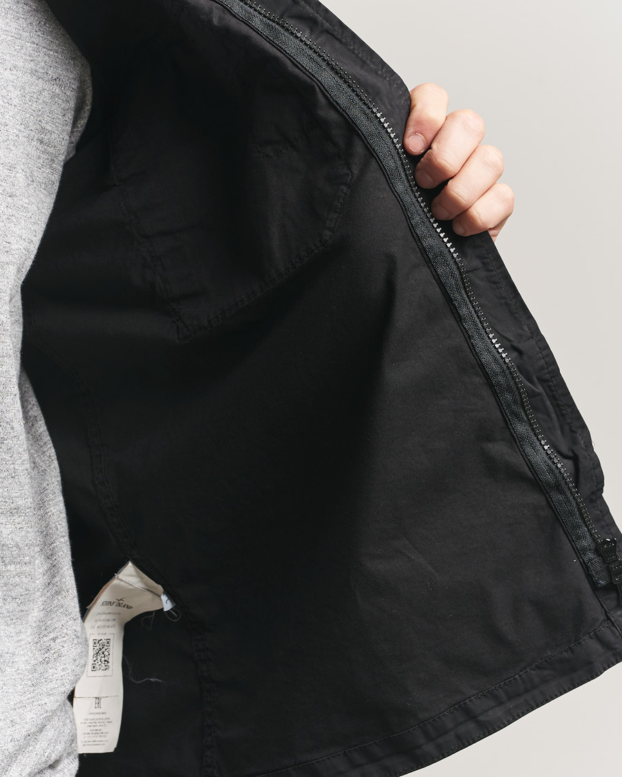 Men | Shirts | Stone Island | Organic Cotton Twill Short Sleeve Shirt Black