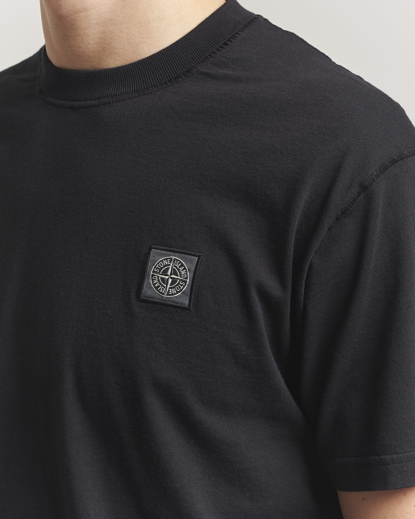 Men | T-Shirts | Stone Island | Organic Cotton Fissato Effect T-Shirt Black