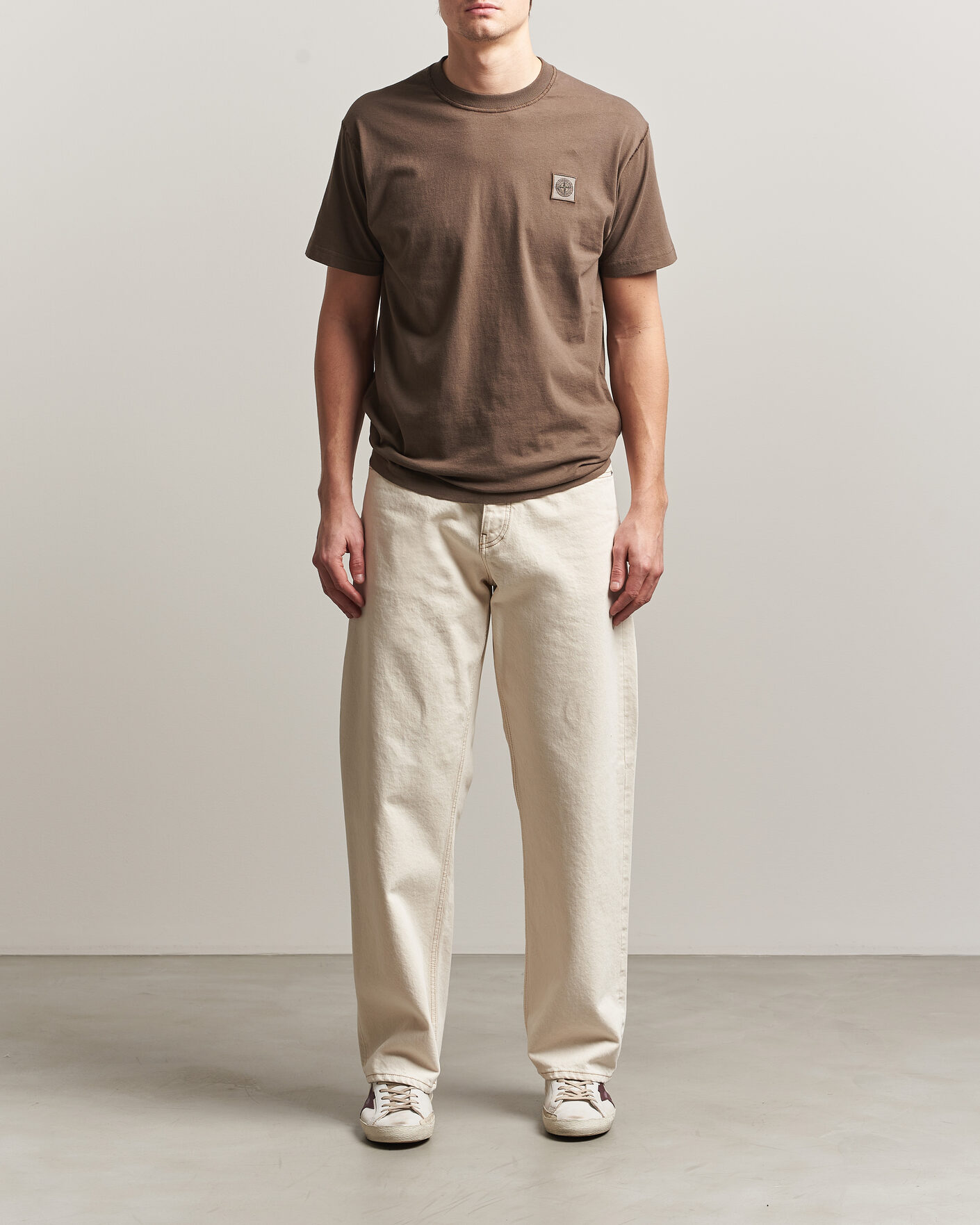 Men | T-Shirts | Stone Island | Organic Cotton Fissato Effect T-Shirt Umber
