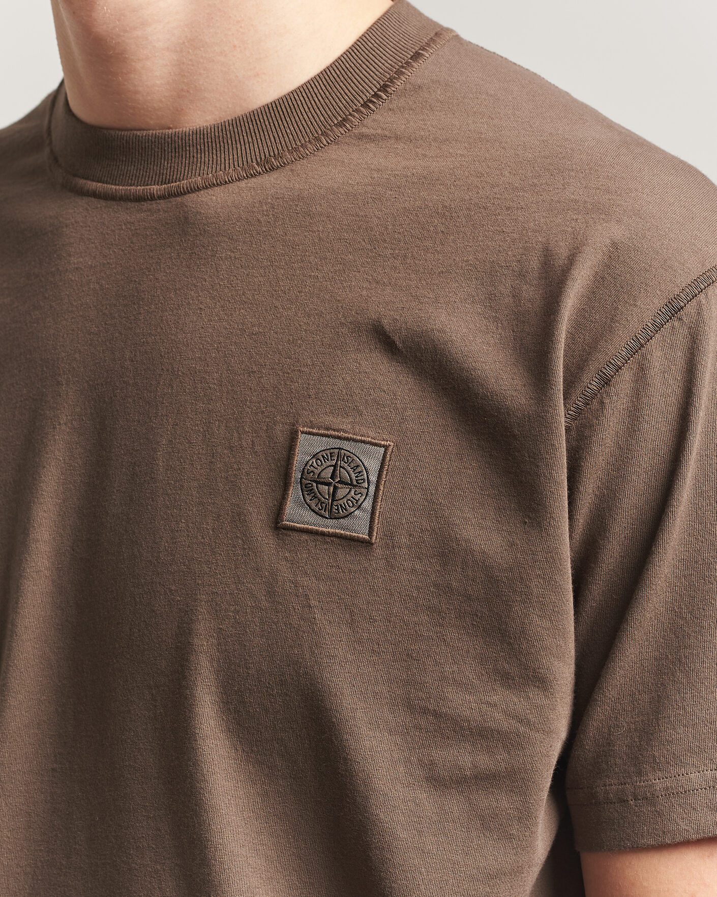 Men | T-Shirts | Stone Island | Organic Cotton Fissato Effect T-Shirt Umber