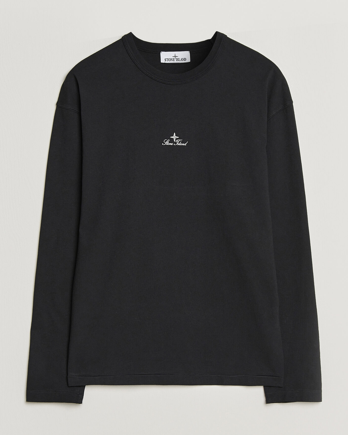 Men | T-Shirts | Stone Island | Organic Cotton Jersey Long Sleeve Logo T-Shirt Black