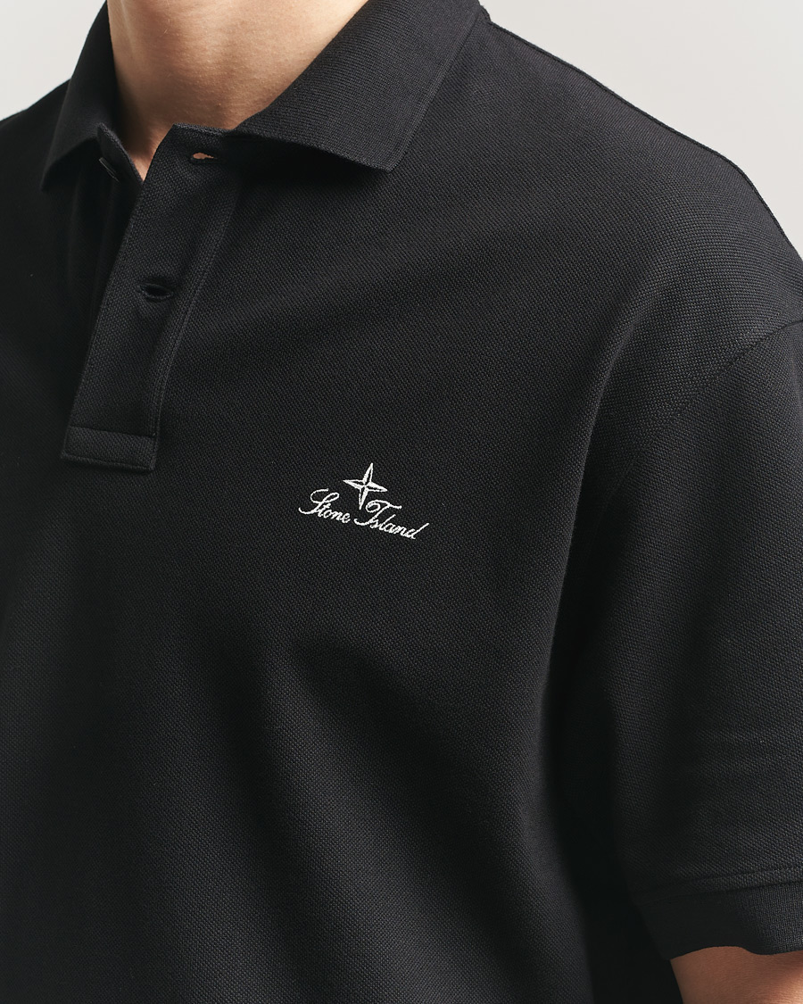 Men | Polo Shirts | Stone Island | Organic Cotton Pique Black