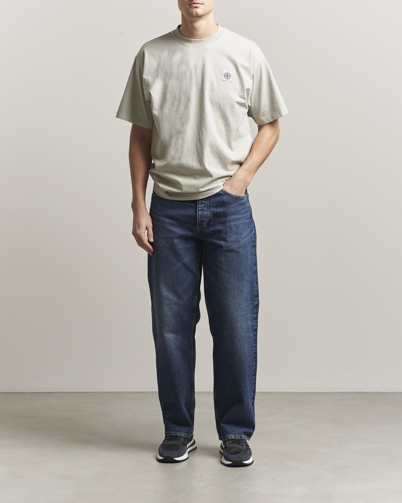 Men | T-Shirts | Stone Island | Combed Organic Cotton T-Shirt Pearl Grey