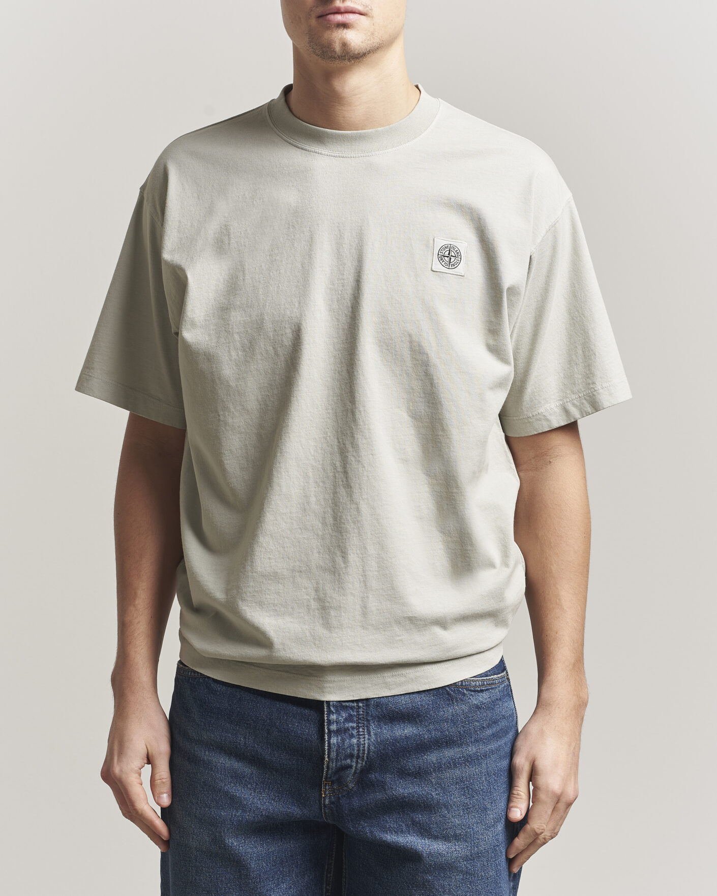 Men | T-Shirts | Stone Island | Combed Organic Cotton T-Shirt Pearl Grey