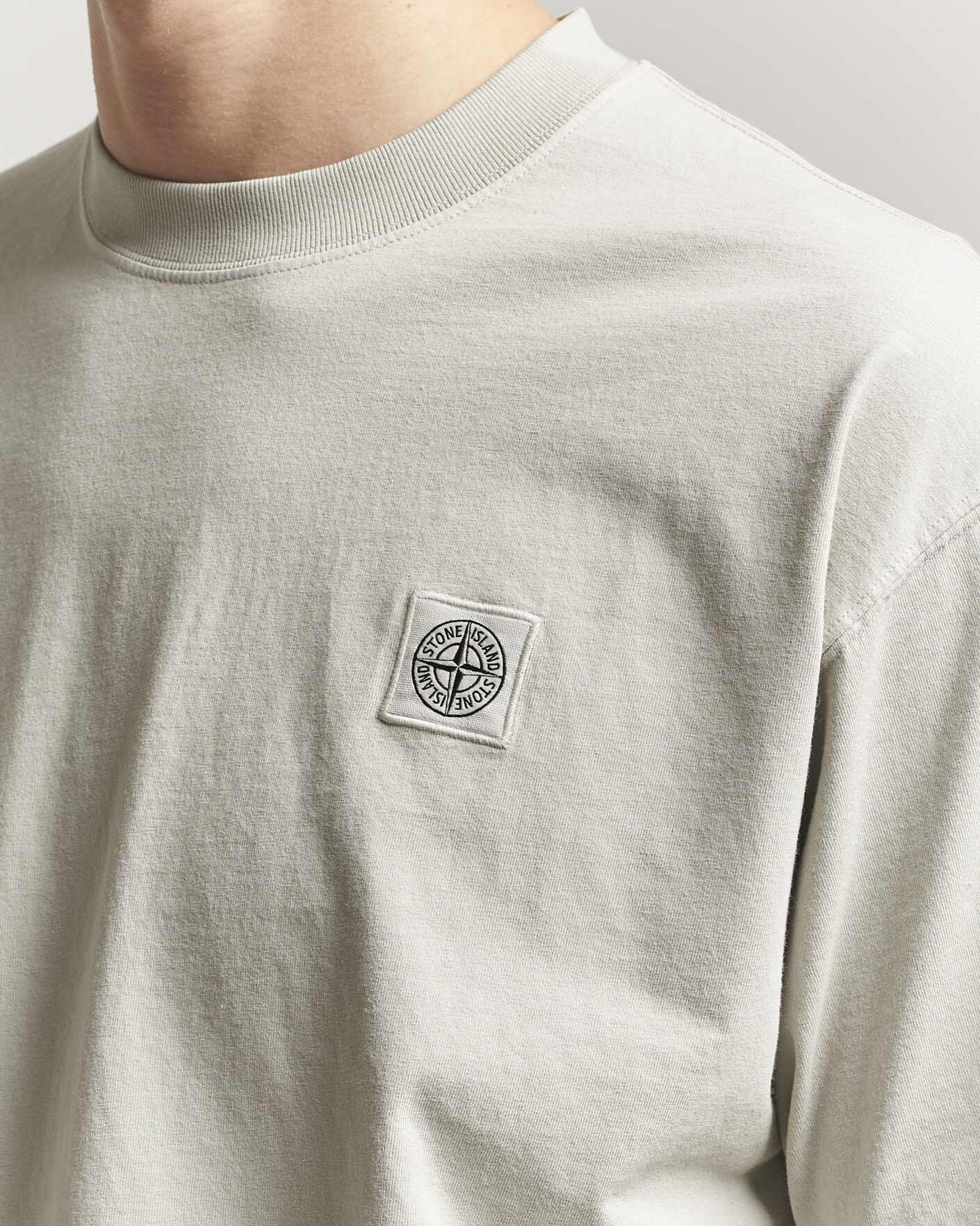 Men | T-Shirts | Stone Island | Combed Organic Cotton T-Shirt Pearl Grey