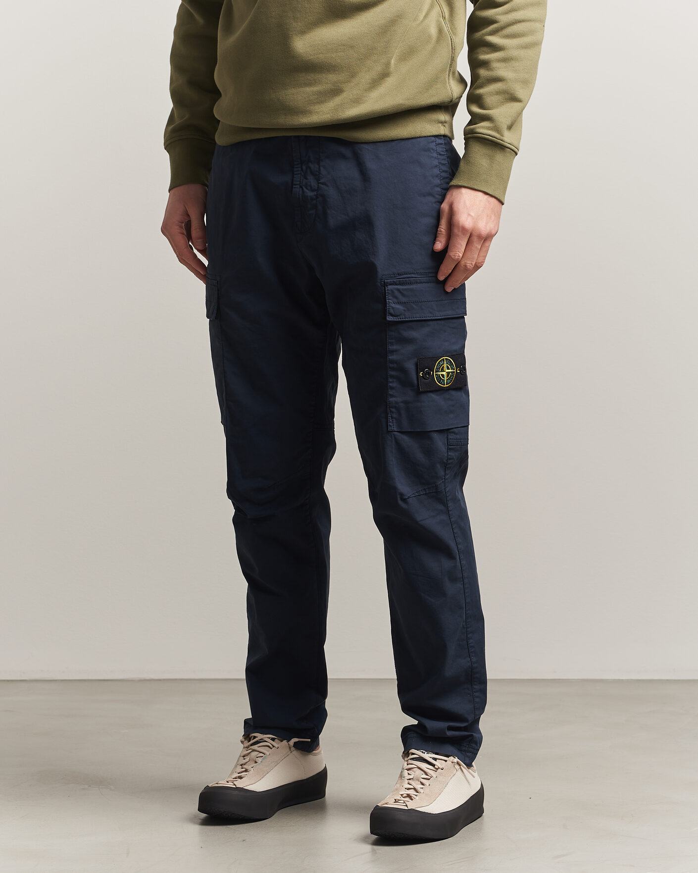 Men | Trousers | Stone Island | Stretch Cotton Twill Cargo Trousers Navy