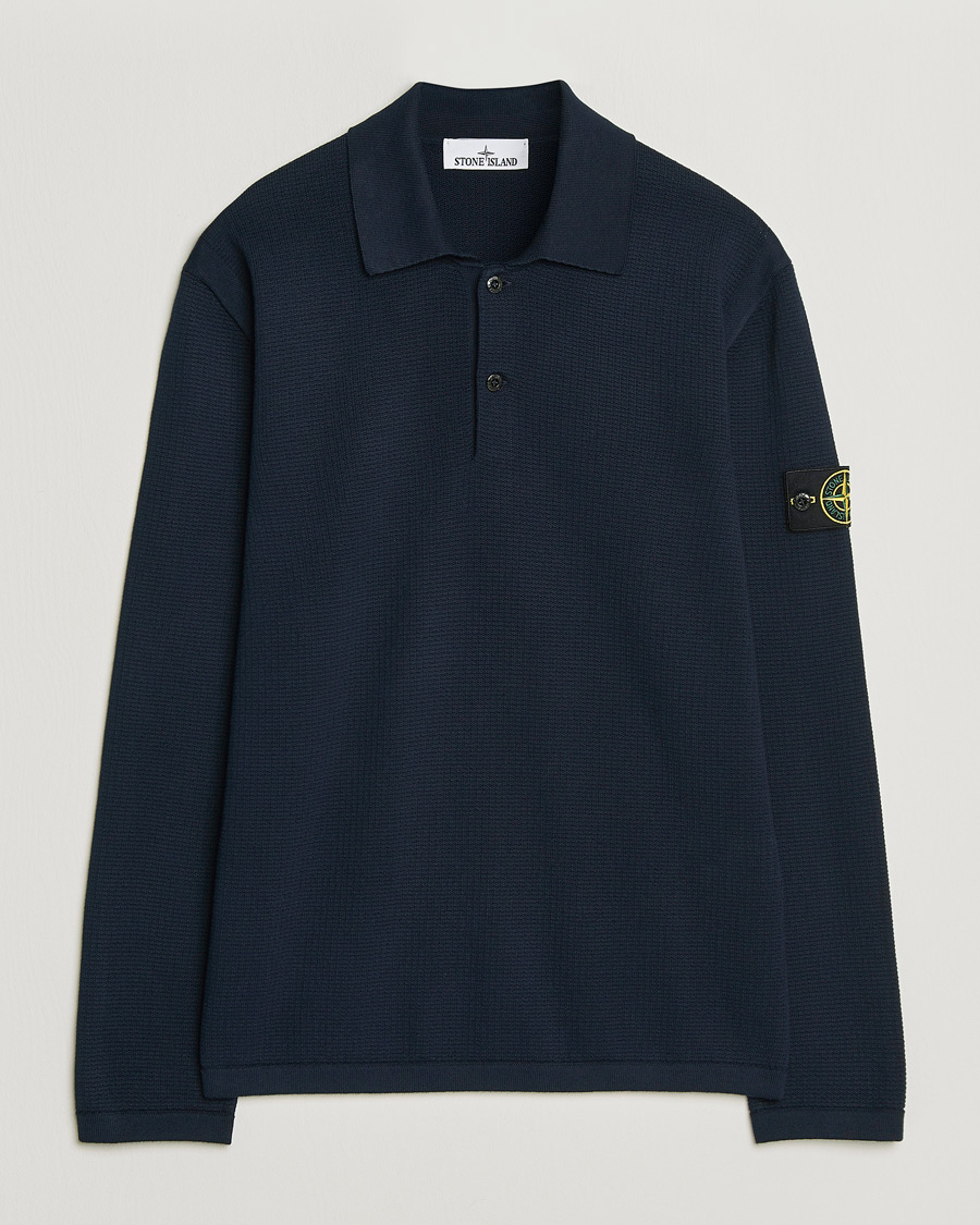 Men | Sweaters & Knitwear | Stone Island | Micro Stitch Knitted Cotton Polo Navy