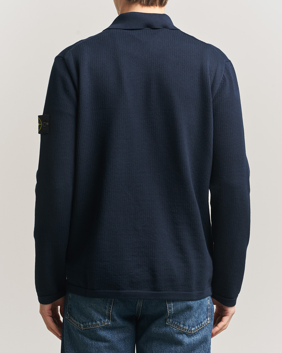 Men | Sweaters & Knitwear | Stone Island | Micro Stitch Knitted Cotton Polo Navy