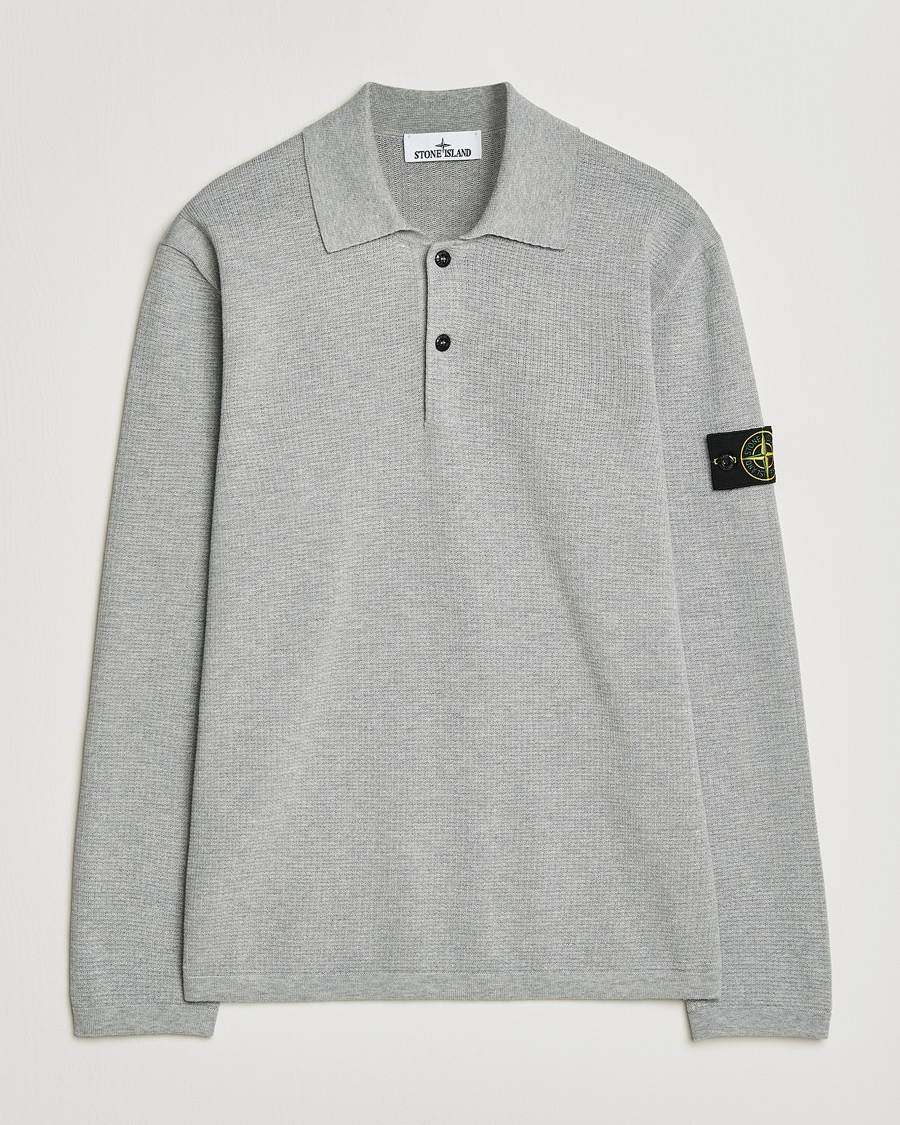 i*様 stone  polo Stone Island Micro Stitch Knitted Cotton Polo Melange Pearl Grey