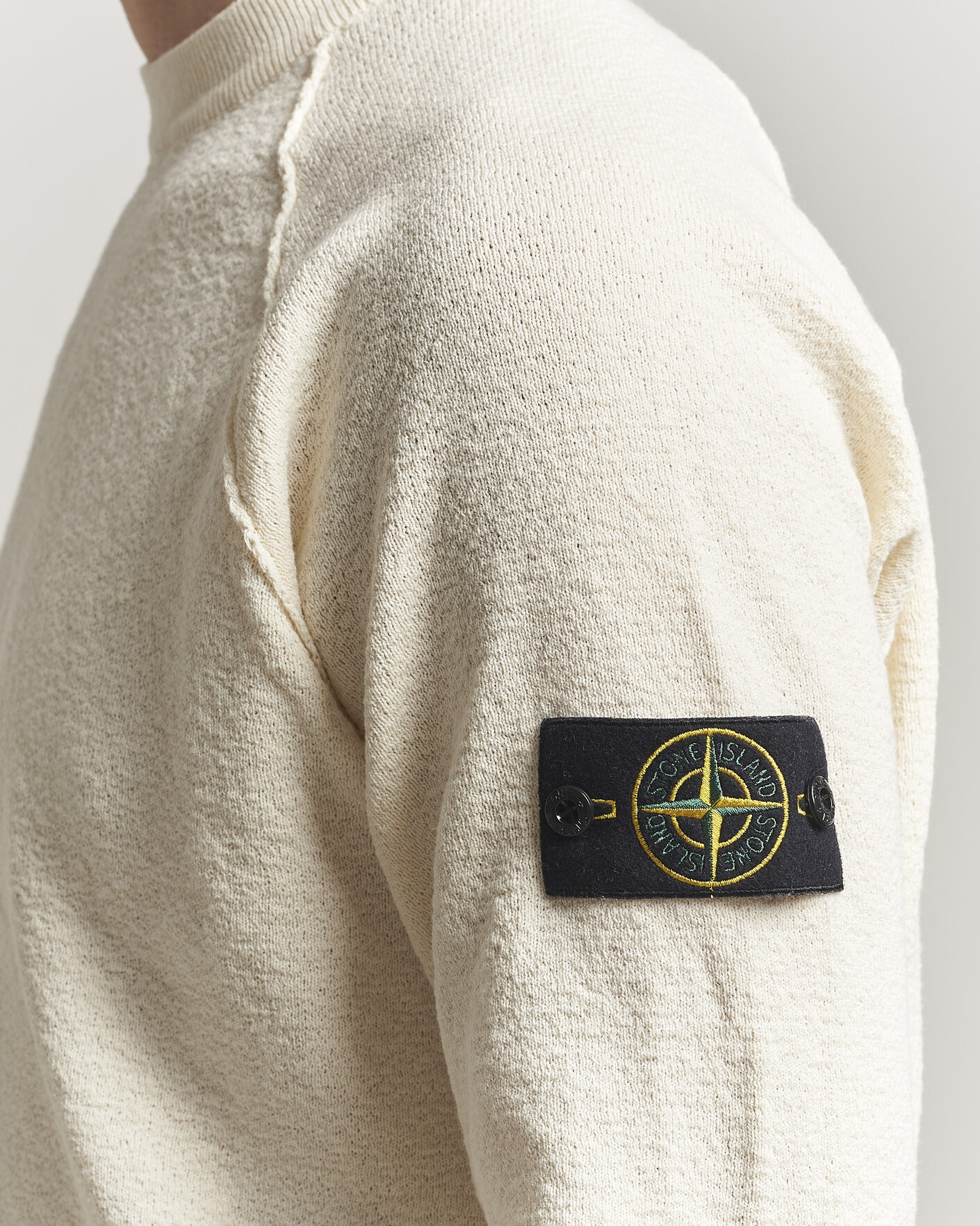 Men | Sweaters & Knitwear | Stone Island | Raw Hand Organic Cotton Crewneck Ivory