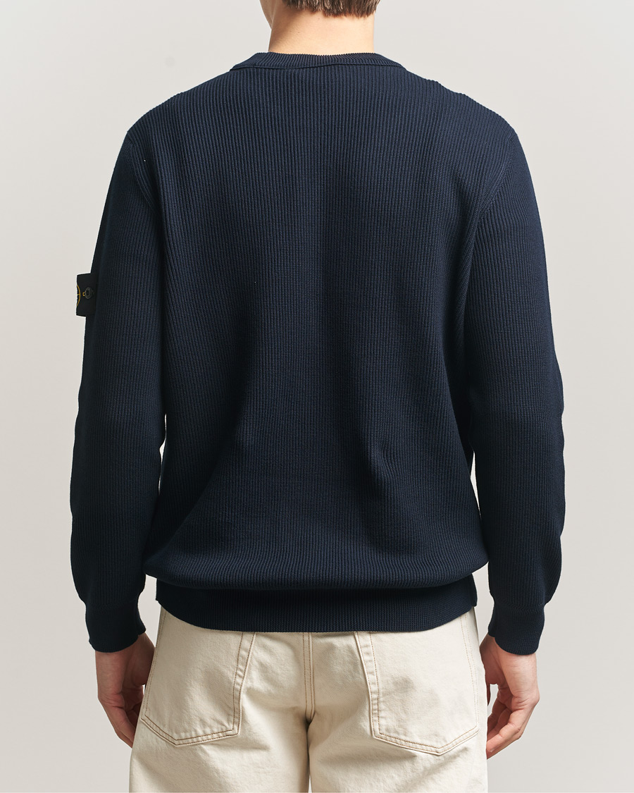 Men | Sweaters & Knitwear | Stone Island | Ribbed Soft Organic Cotton Crewneck Navy