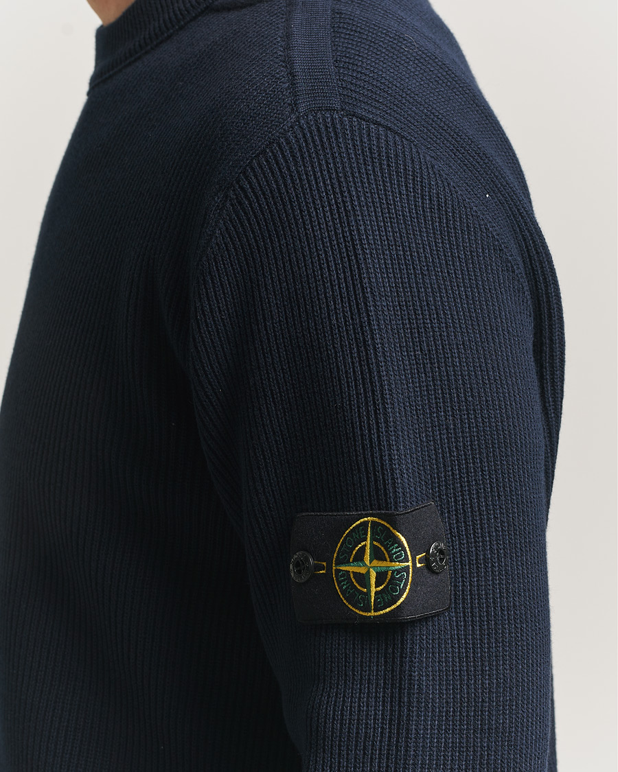 Men | Sweaters & Knitwear | Stone Island | Ribbed Soft Organic Cotton Crewneck Navy