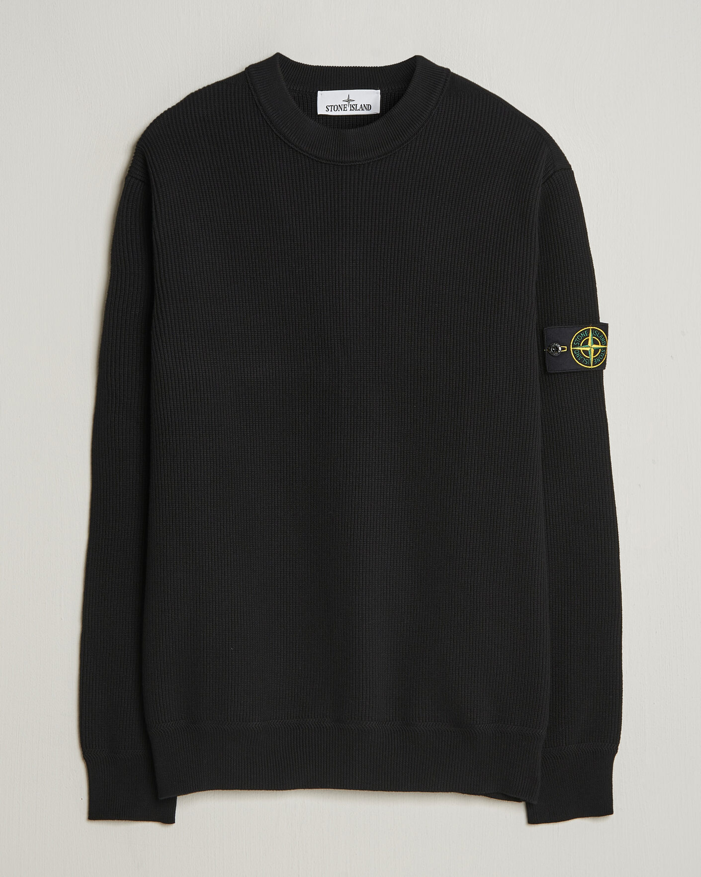 Men | Sweaters & Knitwear | Stone Island | Ribbed Soft Organic Cotton Crewneck Black