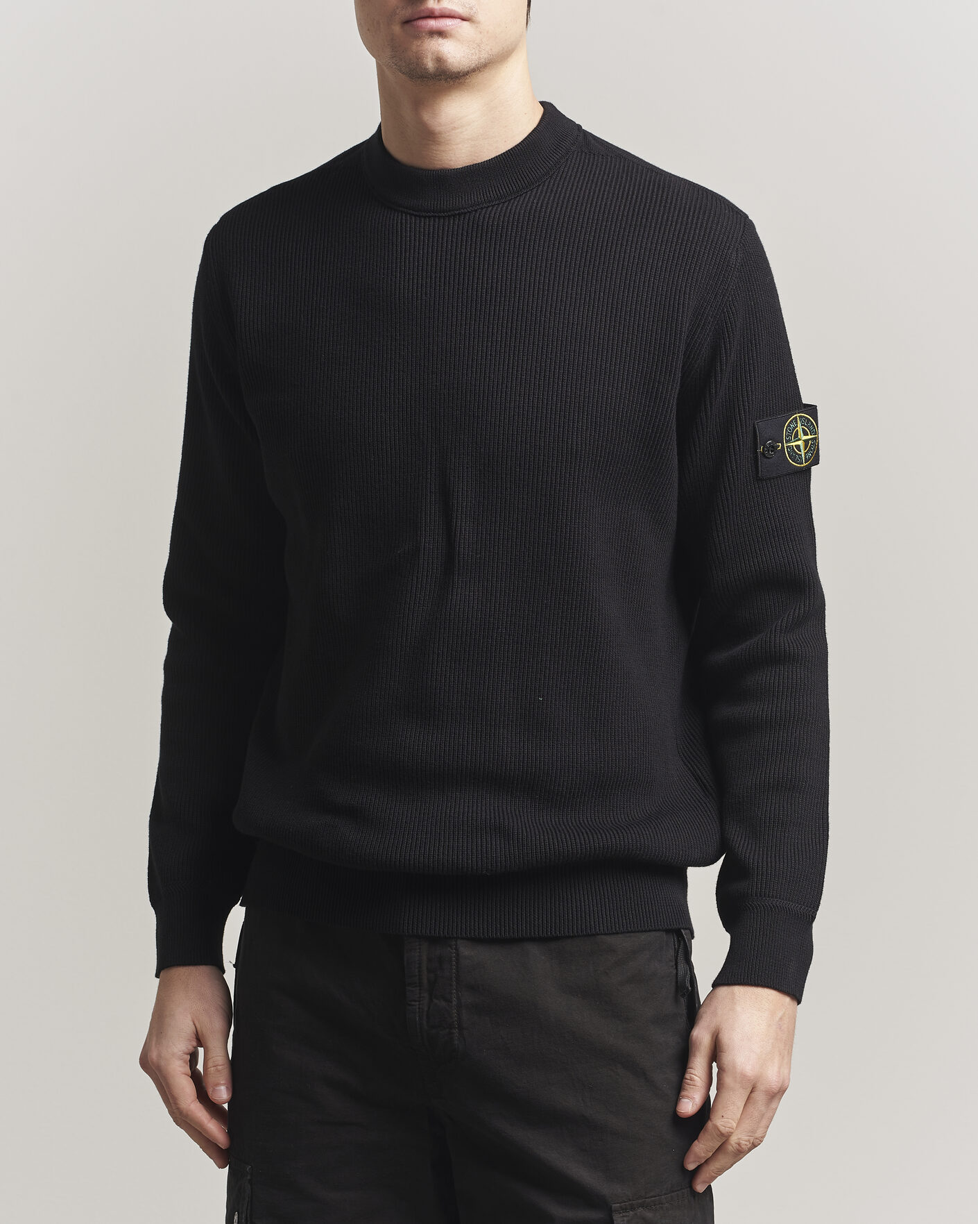 Men | Sweaters & Knitwear | Stone Island | Ribbed Soft Organic Cotton Crewneck Black