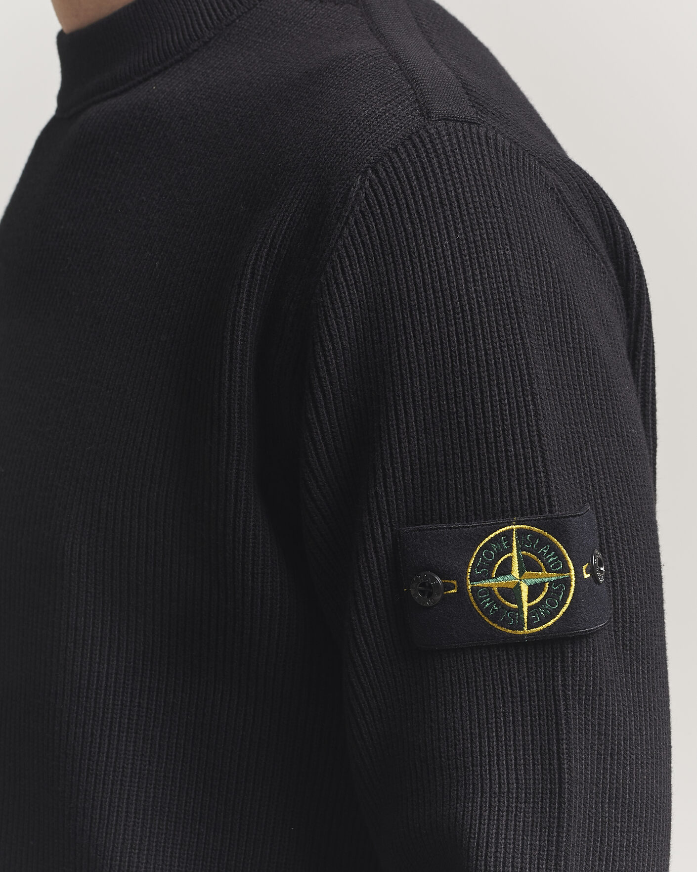 Men | Sweaters & Knitwear | Stone Island | Ribbed Soft Organic Cotton Crewneck Black