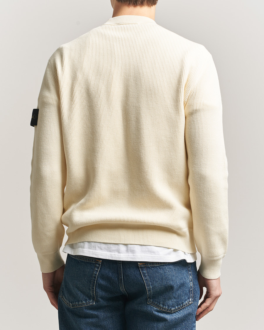 Men | Sweaters & Knitwear | Stone Island | Ribbed Soft Organic Cotton Crewneck Ivory