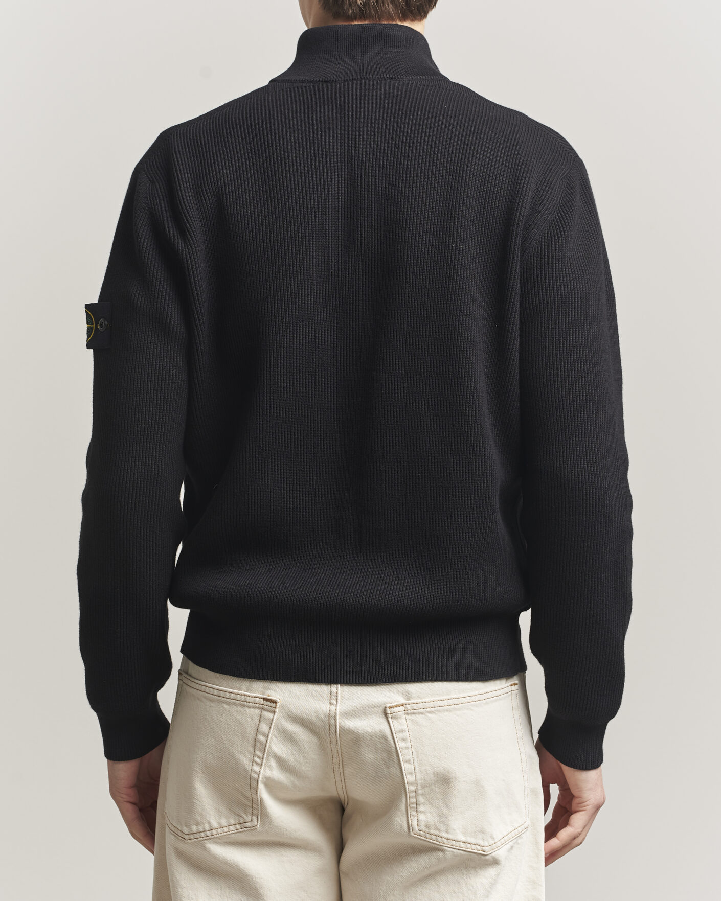 Men | Sweaters & Knitwear | Stone Island | Ribbed Soft Organic Cotton Full Zip Black