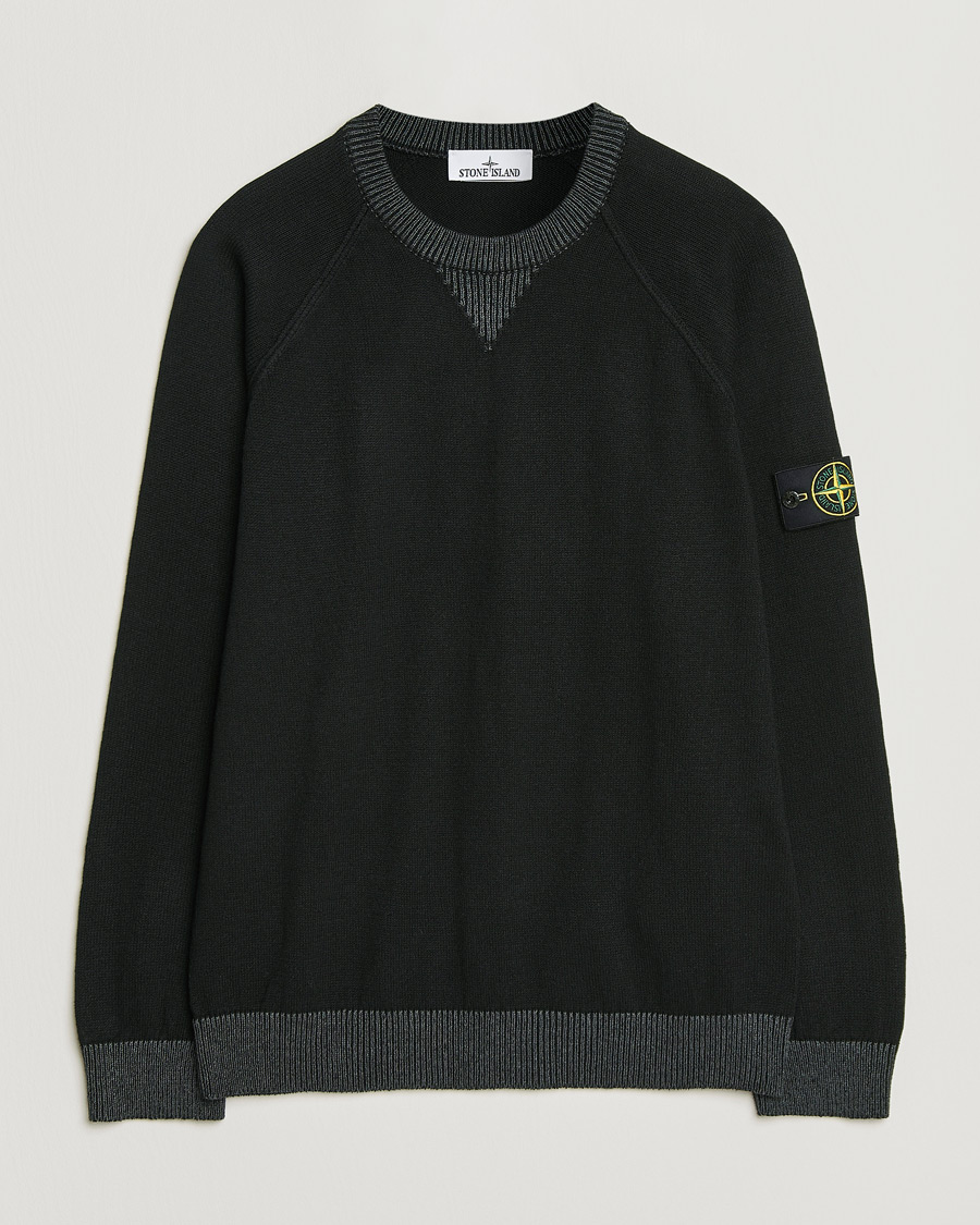 Men | Sweaters & Knitwear | Stone Island | Raw Hand Organic Cotton Raglan Crewneck Black
