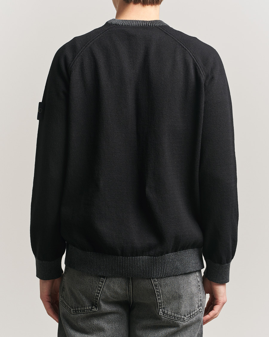 Men | Sweaters & Knitwear | Stone Island | Raw Hand Organic Cotton Raglan Crewneck Black