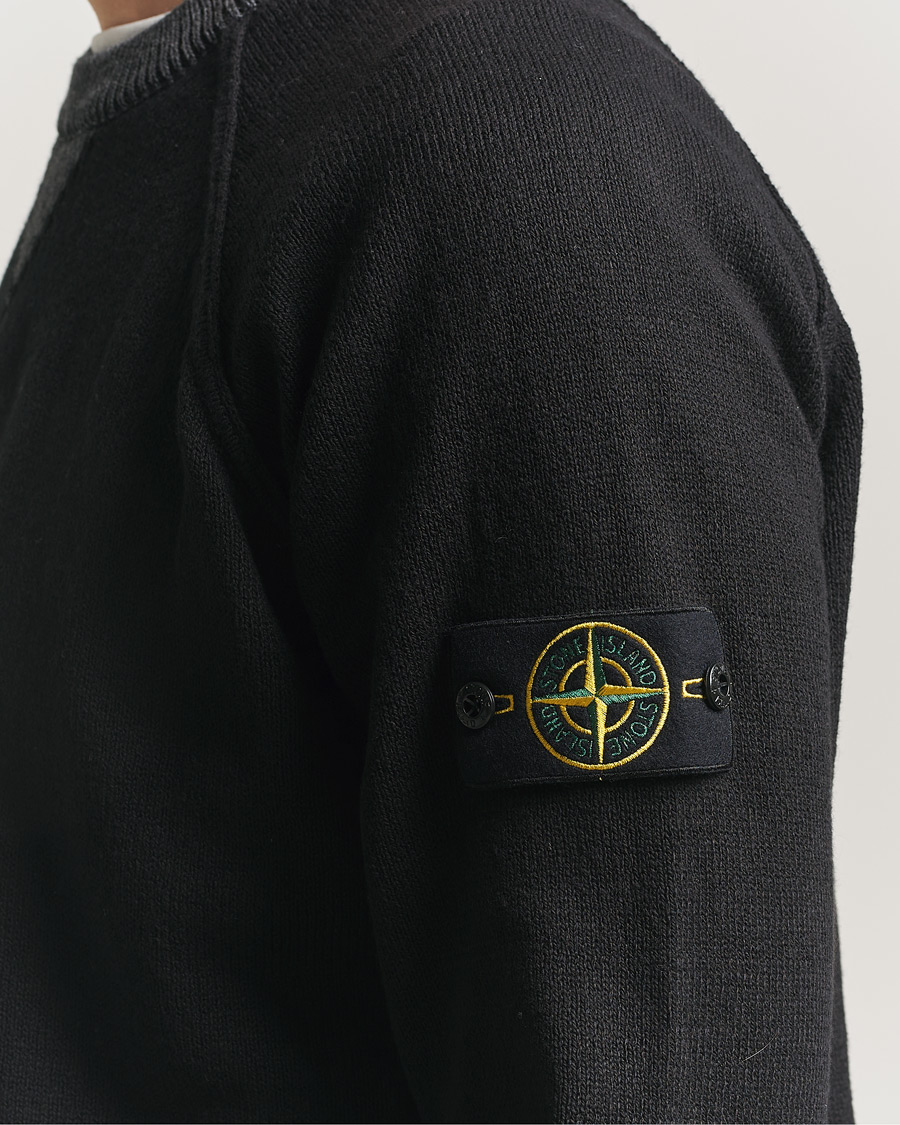 Men | Sweaters & Knitwear | Stone Island | Raw Hand Organic Cotton Raglan Crewneck Black