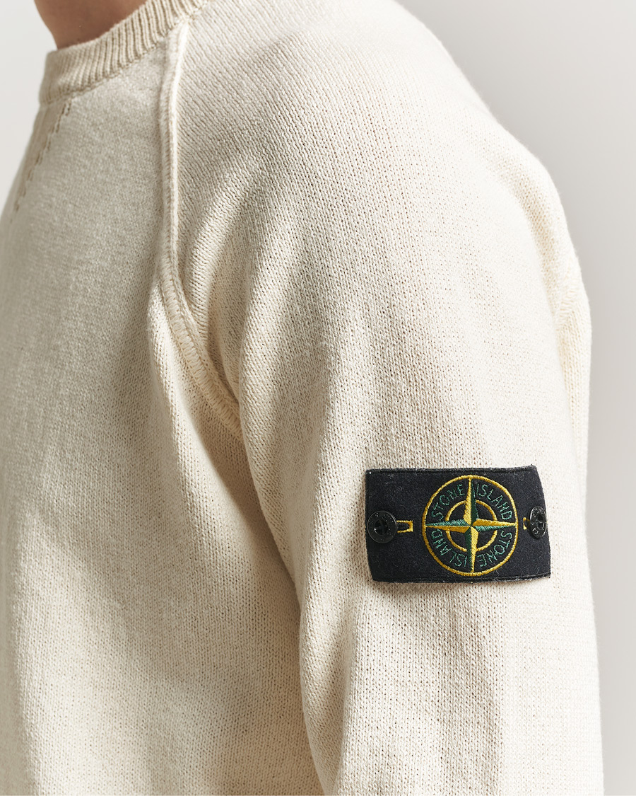 Men | Sweaters & Knitwear | Stone Island | Raw Hand Organic Cotton Raglan Crewneck Ivory
