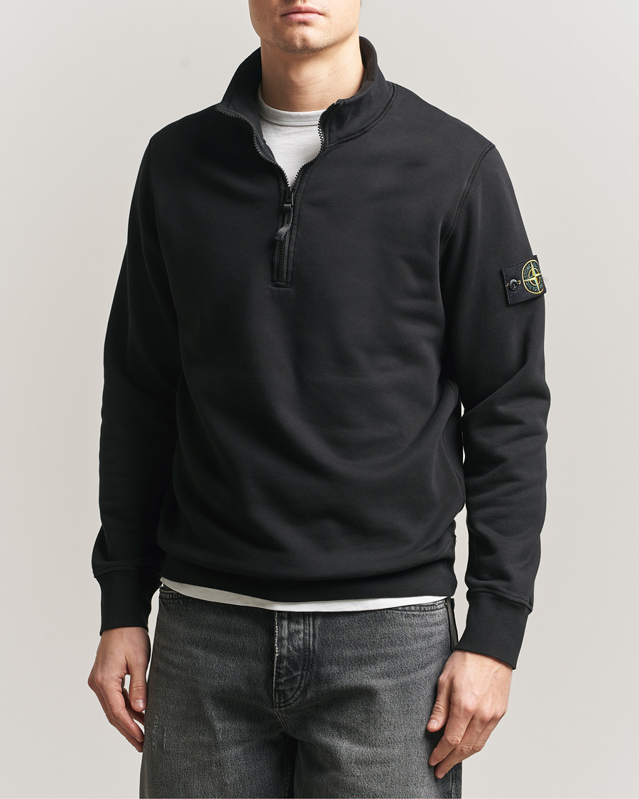 Men | Sweaters & Knitwear | Stone Island | Garment Dyed Fleece Half Zip Black