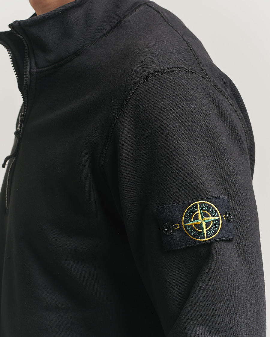 Men | Sweaters & Knitwear | Stone Island | Garment Dyed Fleece Half Zip Black