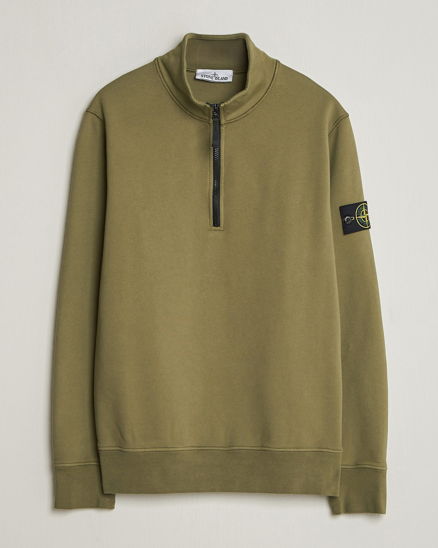 Men | Sweaters & Knitwear | Stone Island | Garment Dyed Fleece Half Zip Military Green