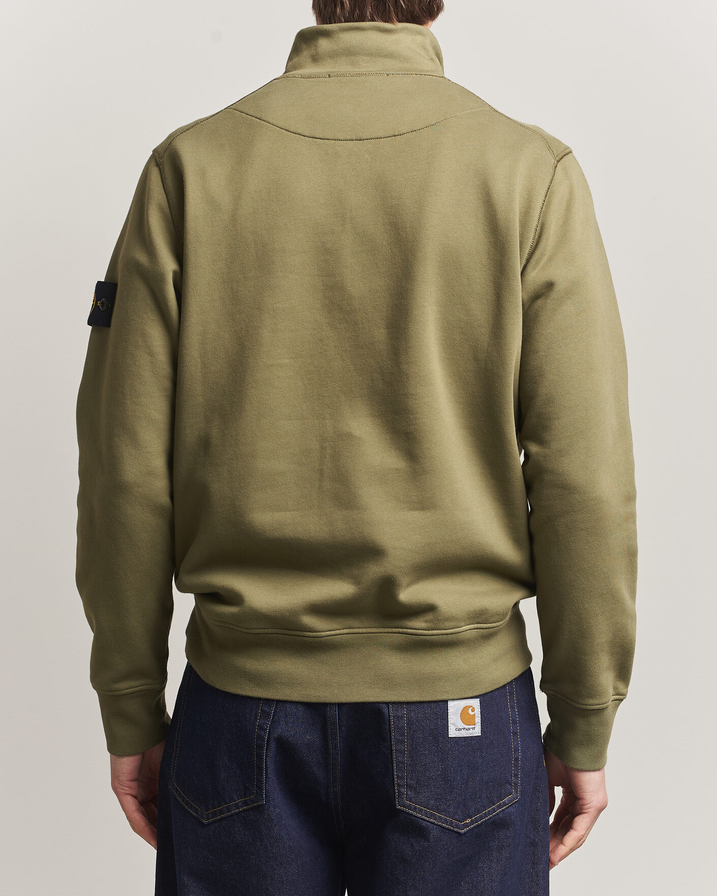 Men | Sweaters & Knitwear | Stone Island | Garment Dyed Fleece Half Zip Military Green