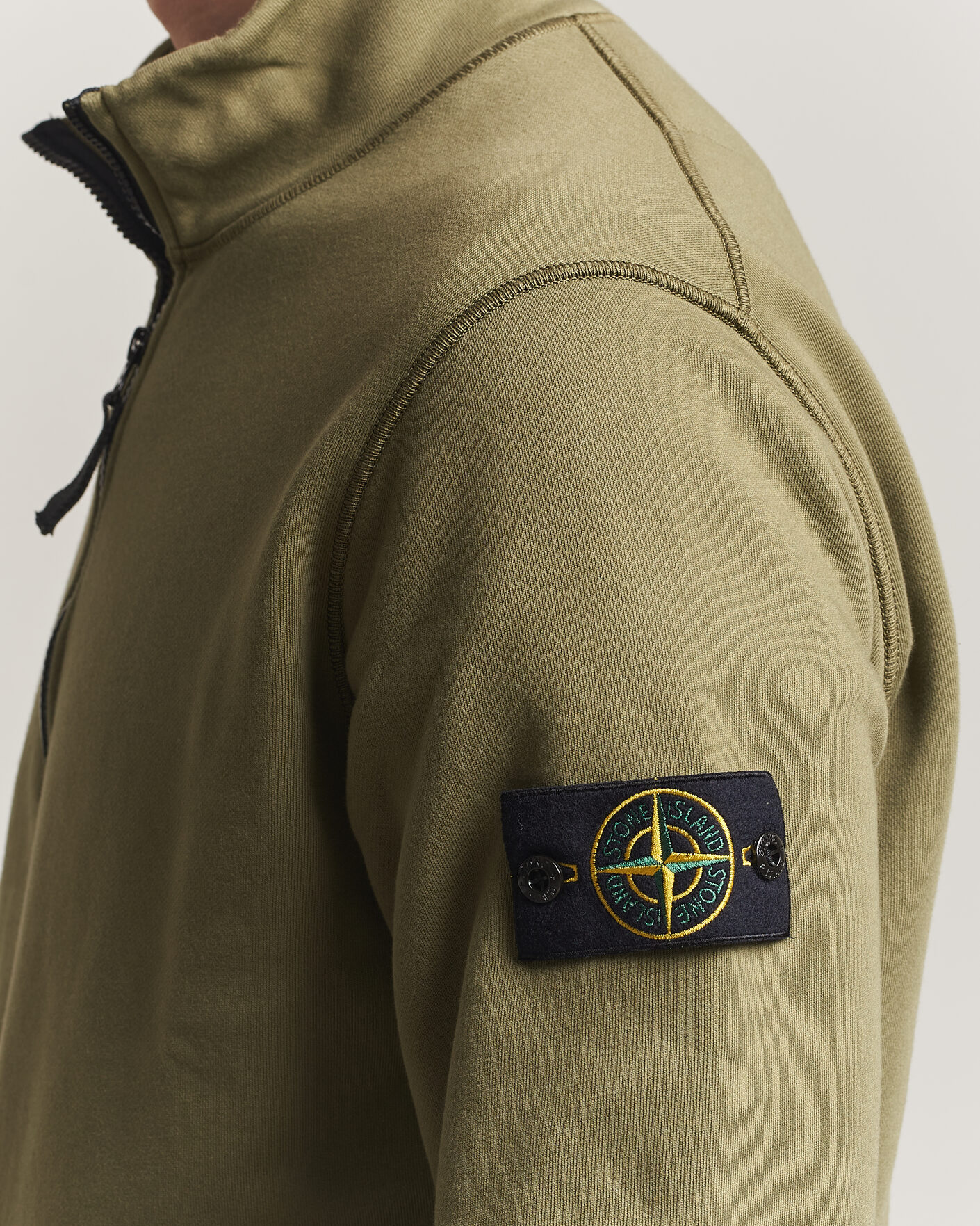 Men | Sweaters & Knitwear | Stone Island | Garment Dyed Fleece Half Zip Military Green