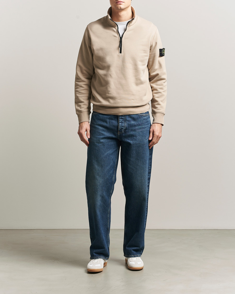Stone Island Garment Dyed Fleece Half Zip Desert at CareOfCarl.com