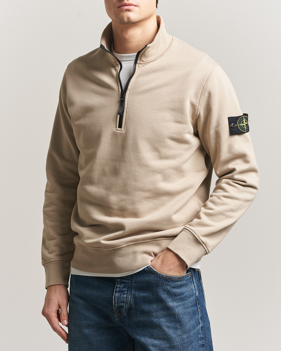 Stone Island Garment Dyed Fleece Half Zip Desert at CareOfCarl.com