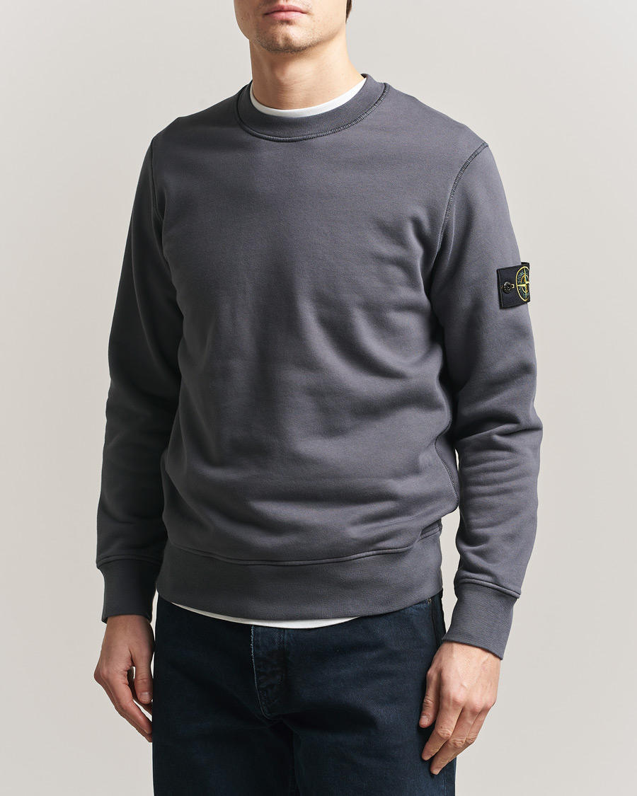 Men | Sweaters & Knitwear | Stone Island | Garment Dyed Fleece Sweatshirt Blue/Grey