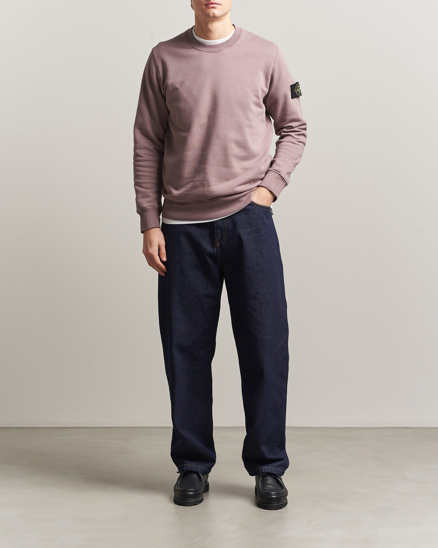 Men | Sweaters & Knitwear | Stone Island | Garment Dyed Fleece Sweatshirt Purple Grey