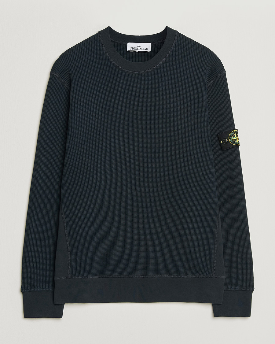 Men | Sweaters & Knitwear | Stone Island | Organic Cotton Waffle Fleece Sweatshirt Navy