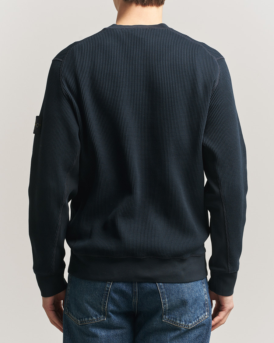 Men | Sweaters & Knitwear | Stone Island | Organic Cotton Waffle Fleece Sweatshirt Navy