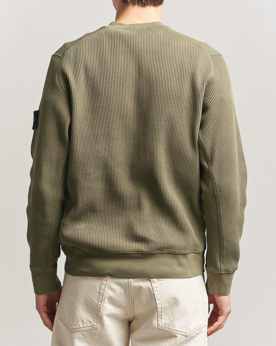 Men | Sweaters & Knitwear | Stone Island | Organic Cotton Waffle Fleece Sweatshirt Military