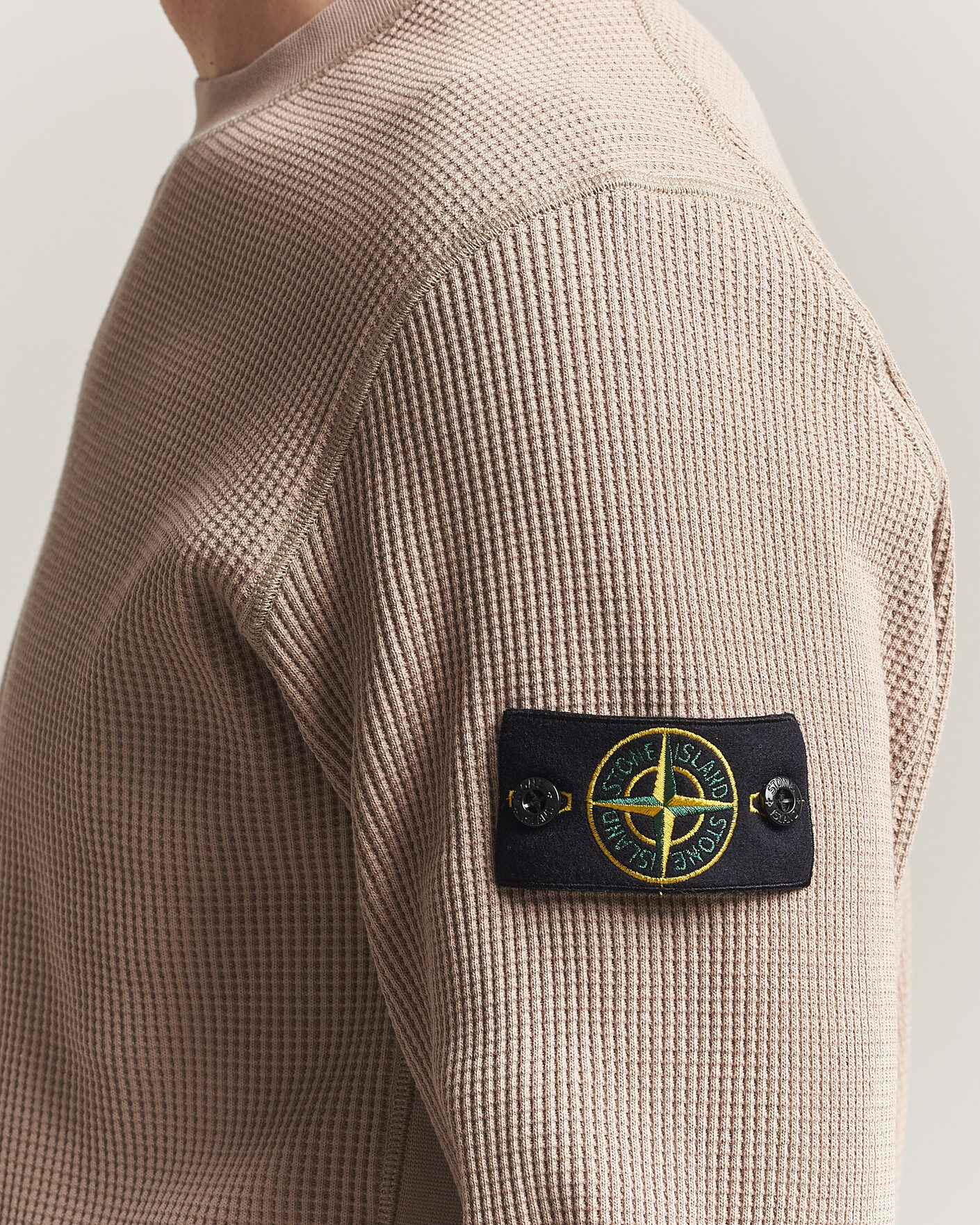 Men | Sweaters & Knitwear | Stone Island | Organic Cotton Waffle Fleece Sweatshirt Desert