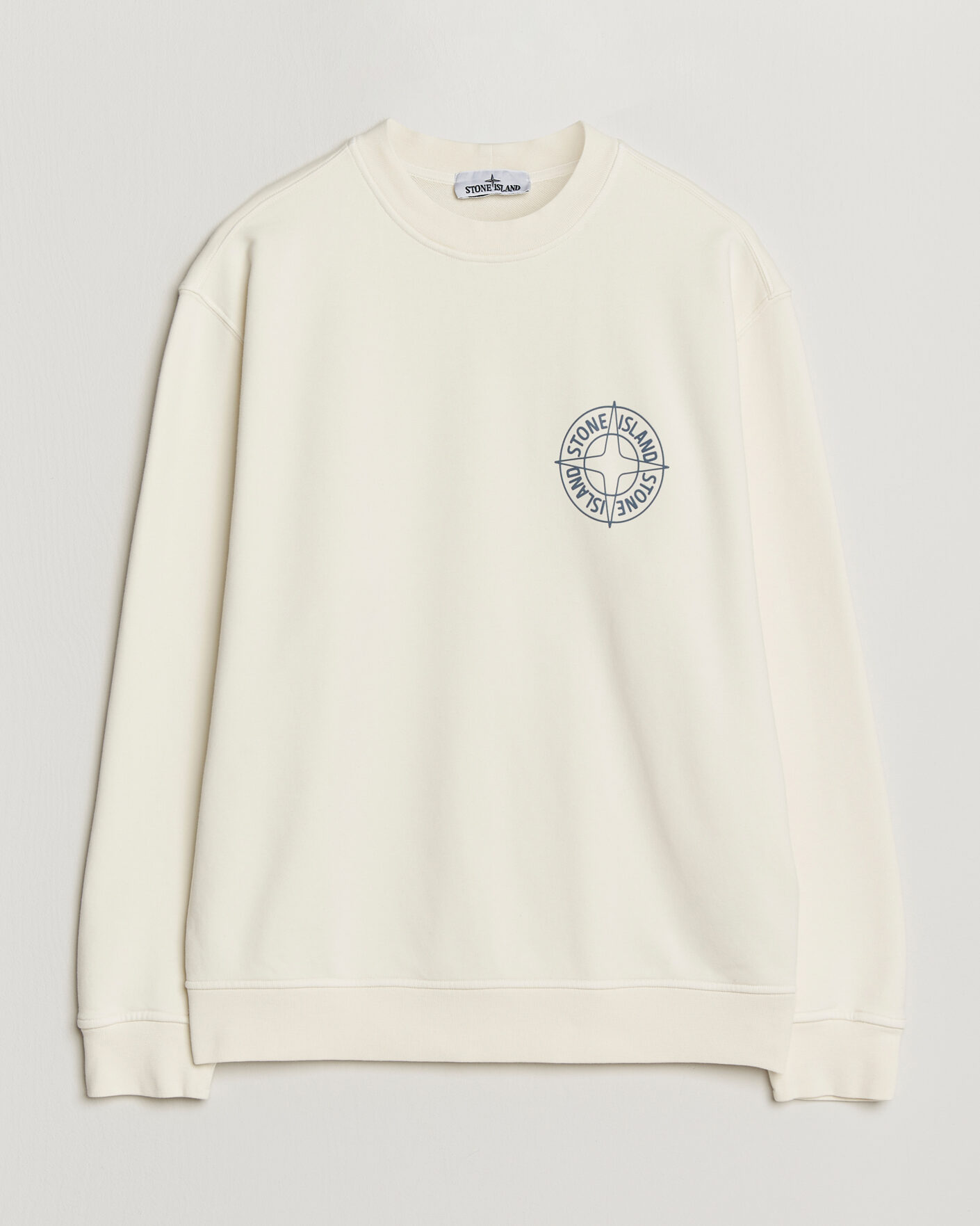 Men | Sweaters & Knitwear | Stone Island | Cotton Fleece Printed Logo Sweatshirt Ivory