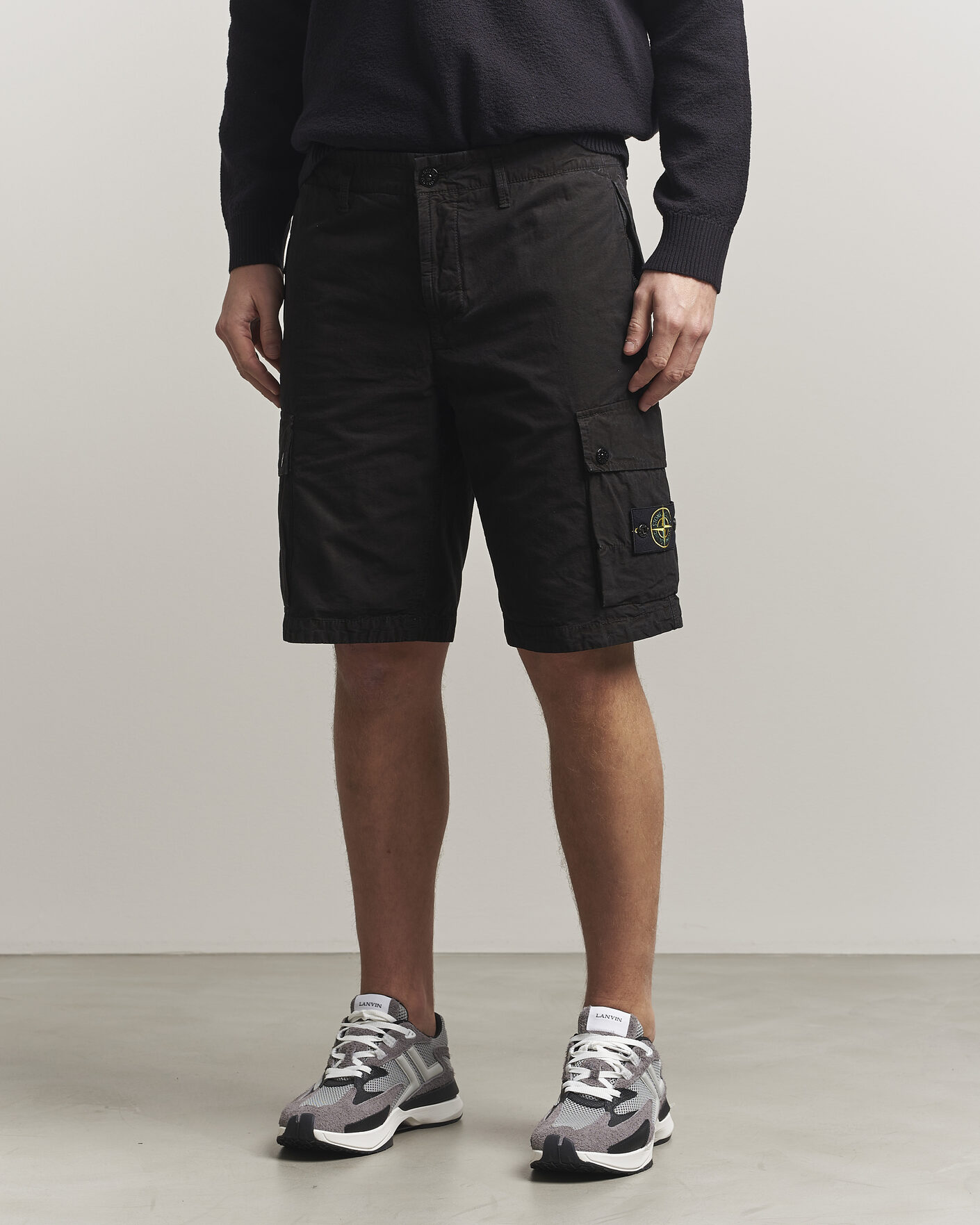 Men | Shorts | Stone Island | Brushed Cotton Canvas Cargo Shorts Black