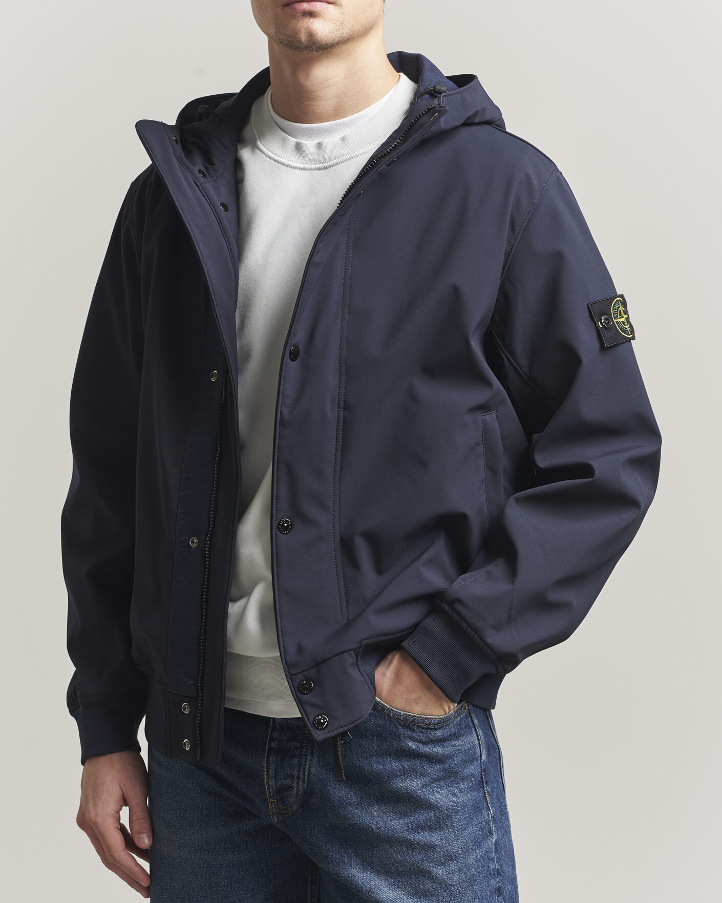 Men | Coats & Jackets | Stone Island | Soft Shell Hooded Jacket Navy