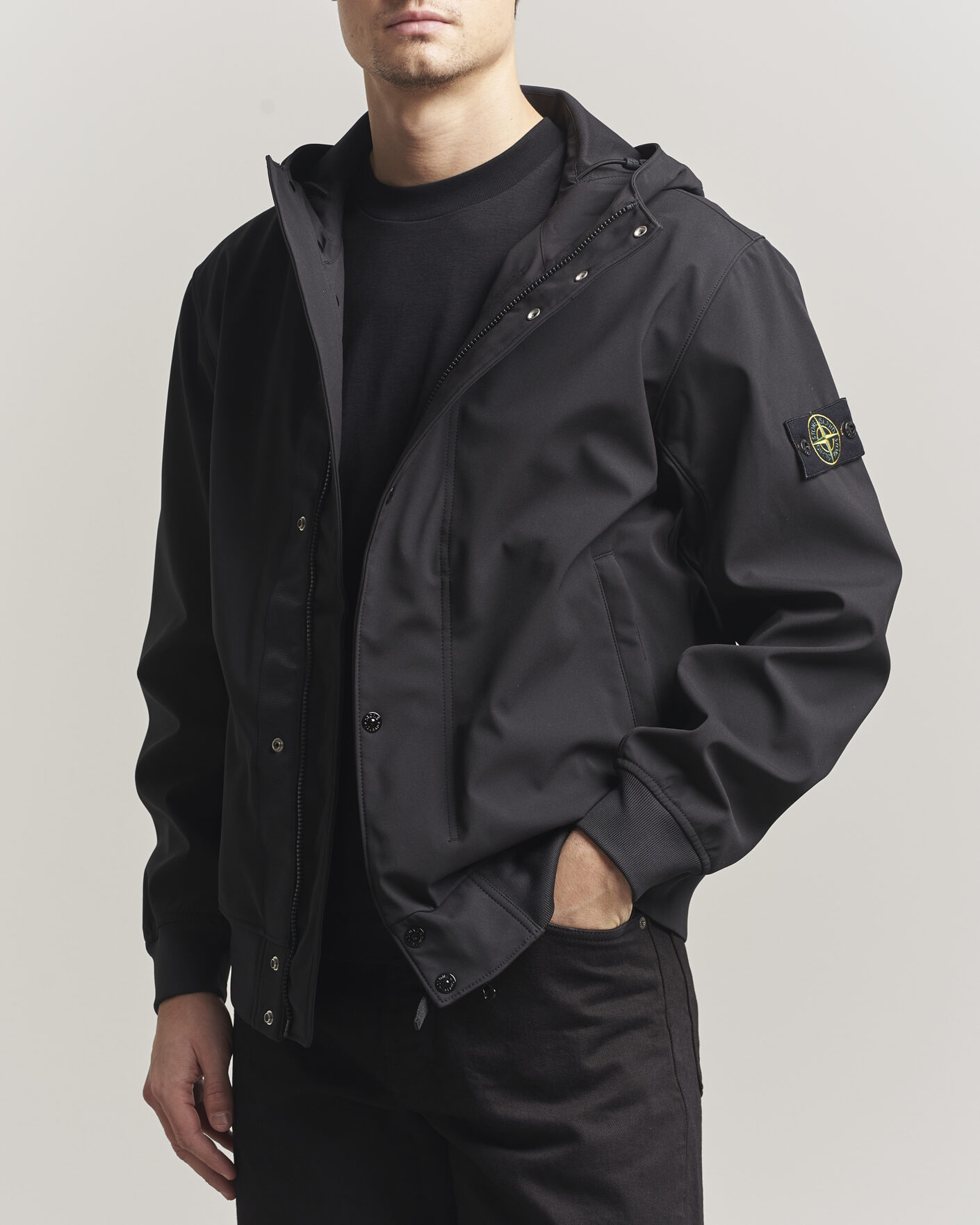 Men | Coats & Jackets | Stone Island | Soft Shell Hooded Jacket Black
