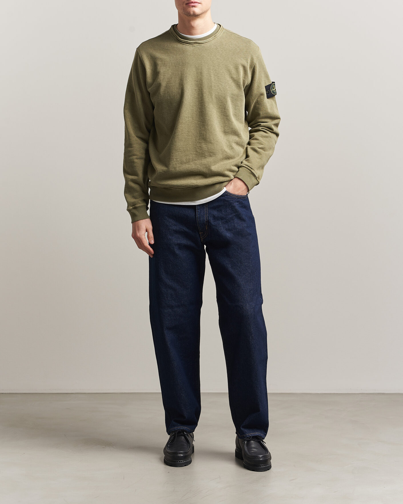 Men | Sweaters & Knitwear | Stone Island | Old Dyed Cotton Sweatshirt Military Green