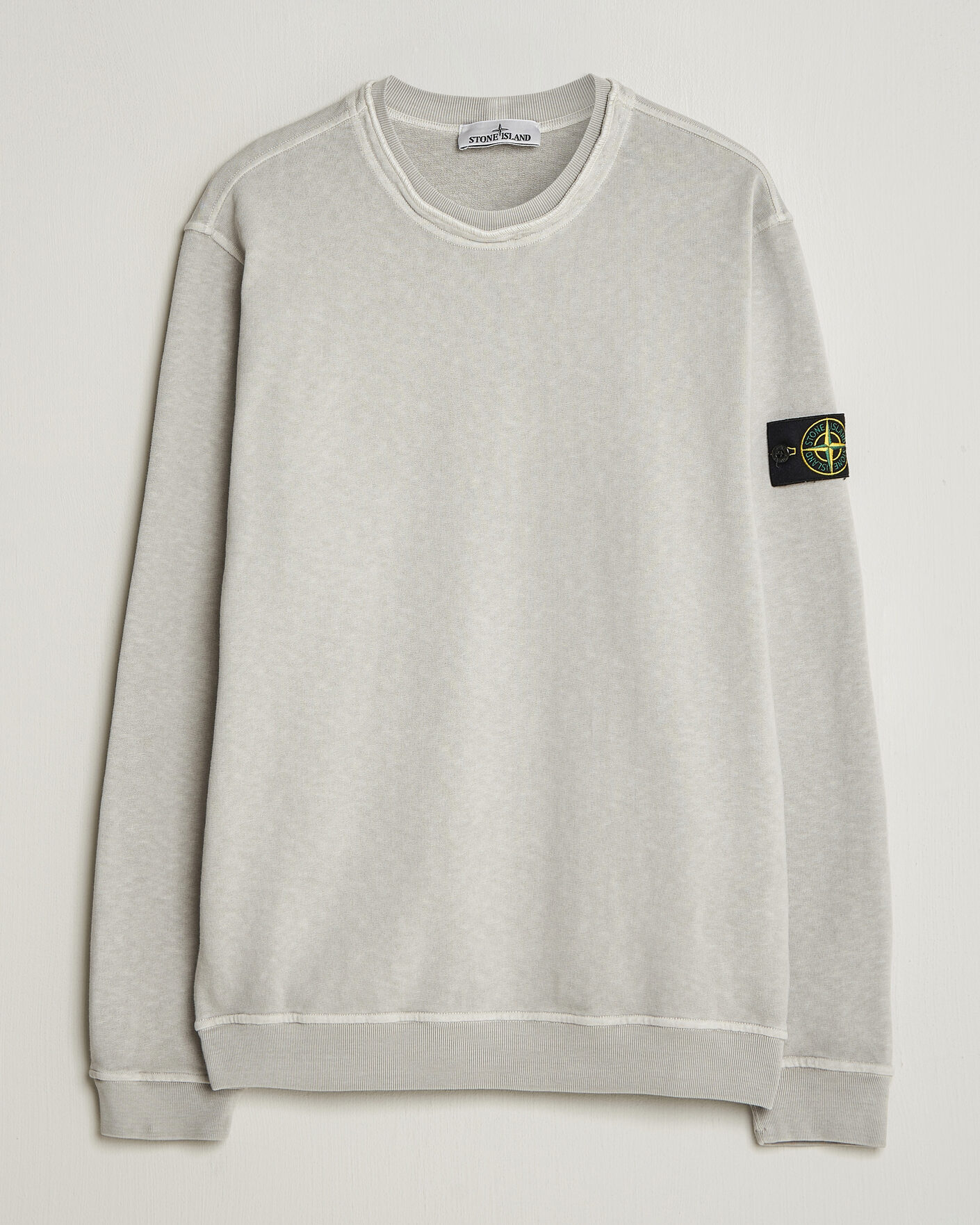 Men | Sweaters & Knitwear | Stone Island | Old Dyed Cotton Sweatshirt Pearl Grey